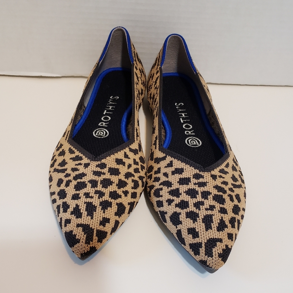ROTHY'S The Point Wildcat leopard flats 9.5
